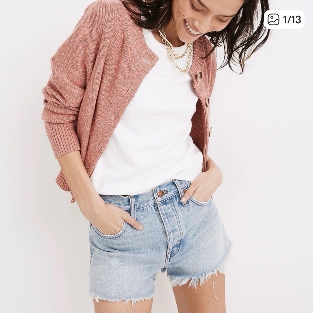 Madewell High Rise Distressed Cut off Relaxed Denim Shorts Women’s 27